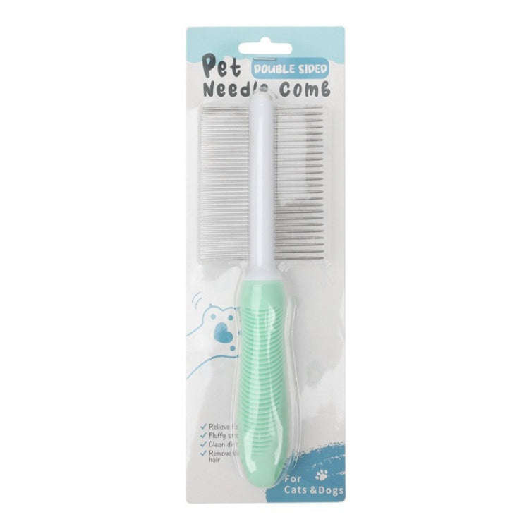 Pet Cats Grooming Needle Comb Dogs De-Floating Hair Cleaning Comb, Style: Two-side Teeth (Green)