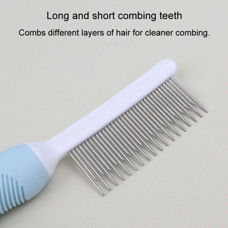 Pet Cats Grooming Needle Comb Dogs De-Floating Hair Cleaning Comb, Style: Thin Teeth (Blue)