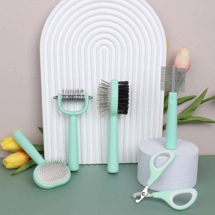 Histotree 5 In 1 Pet Grooming Care Set Cats Open Knots Comb Nail Clipper Flea Cleaning Needle Com...