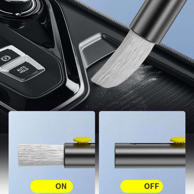 3-In-1 Car Air Outlet Double-Head Cleaning Brush Multi-Functional Detail Brush With Hammer(Grey)