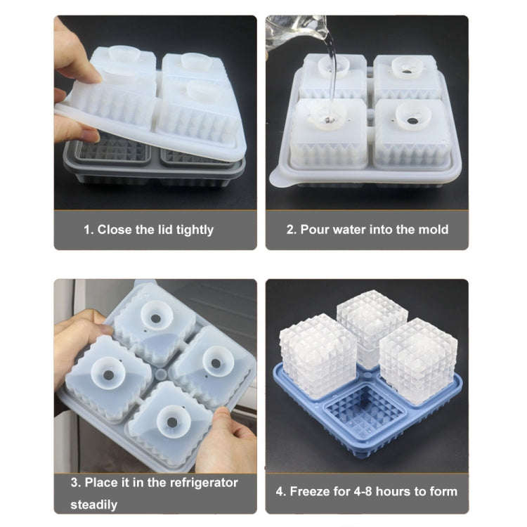 Bar Home Baking Silicone Ice Mold Whiskey Ice Box, Color: Dark Blue Square