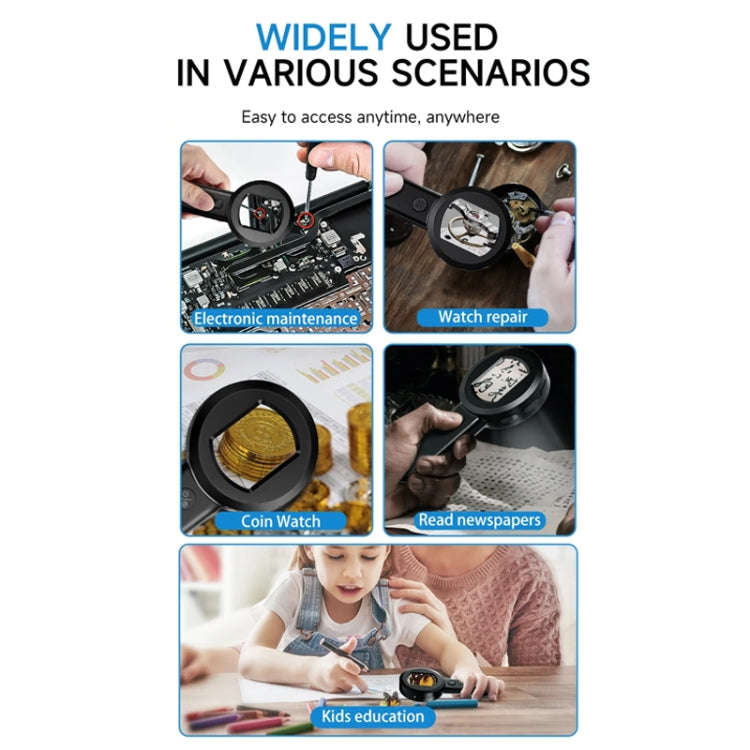 Digital Microscope Handheld High-Definition Electronic Magnifier(Black)