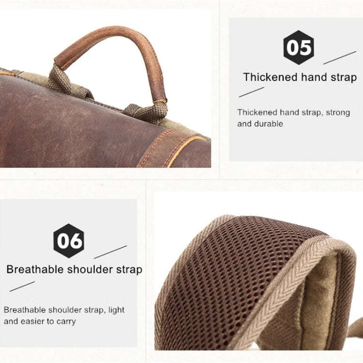Vintage Camera Bag Waterproof  Canvas Backpack with Laptop Compartment Tripod Holder(Army Green)