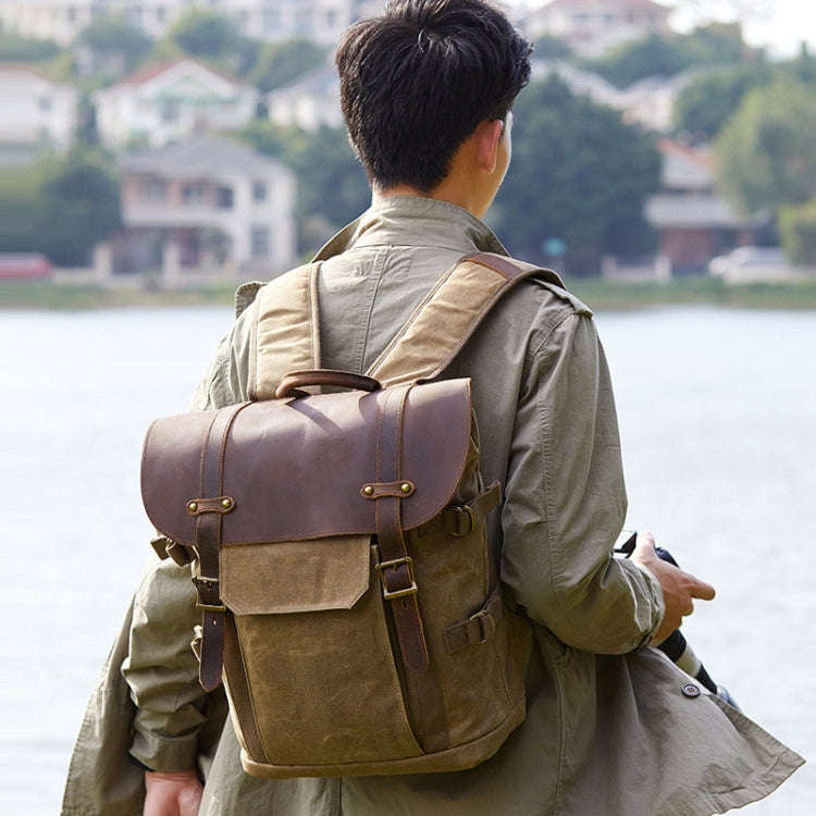 Vintage Camera Bag Waterproof  Canvas Backpack with Laptop Compartment Tripod Holder(Dark Gray)