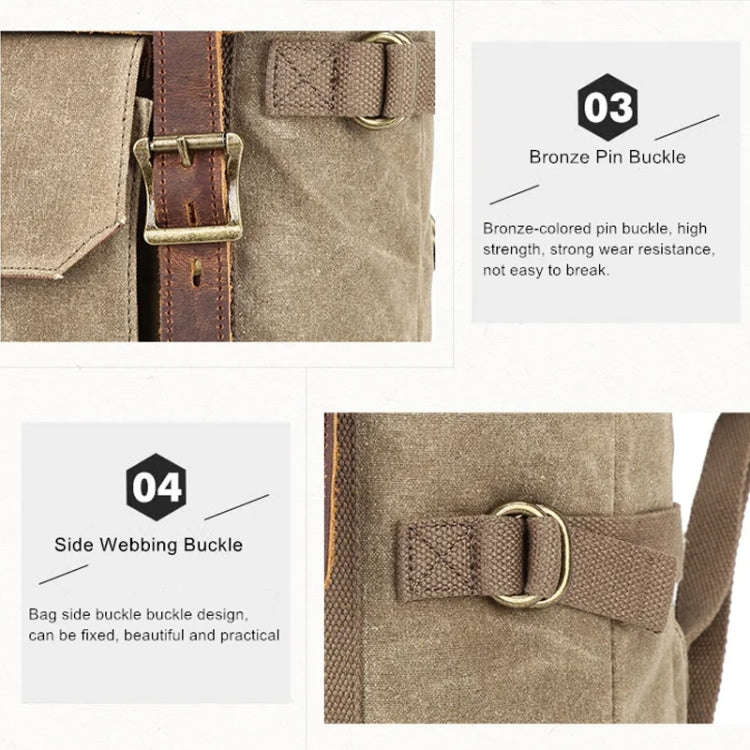 Vintage Camera Bag Waterproof  Canvas Backpack with Laptop Compartment Tripod Holder(Dark Gray)