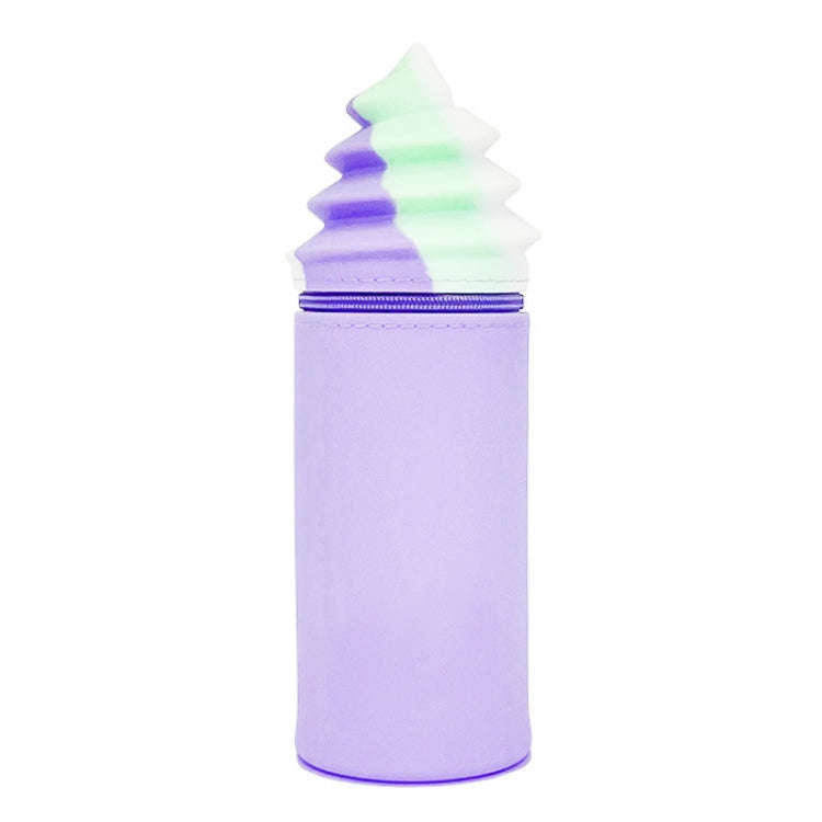 Silicone Pencil Case Pen Container Desk Large Capacity Stationery Case(Purple)