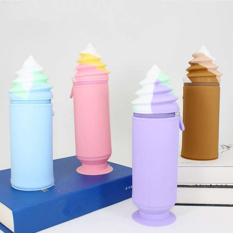 Silicone Pencil Case Pen Container Desk Large Capacity Stationery Case(Purple)