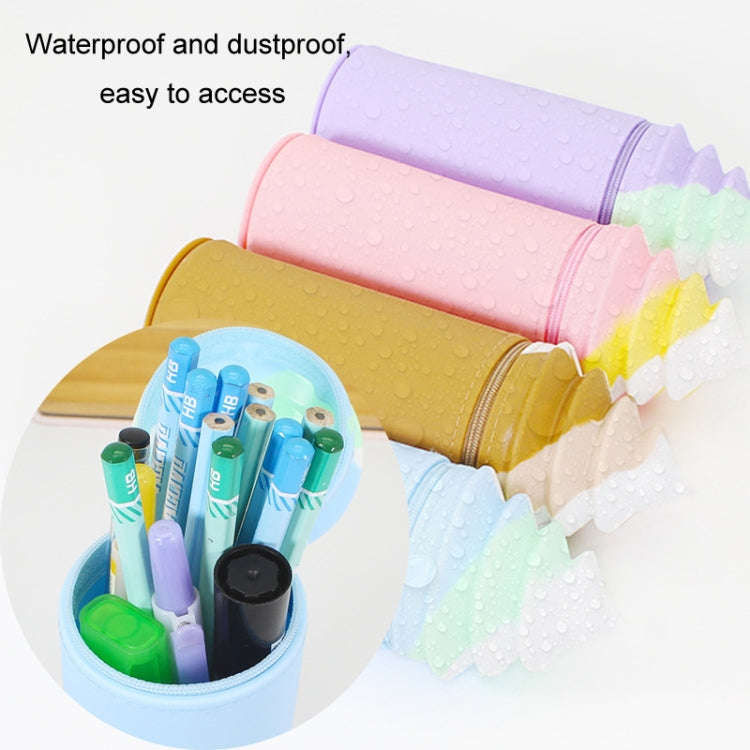 Silicone Pencil Case Pen Container Desk Large Capacity Stationery Case(Purple)