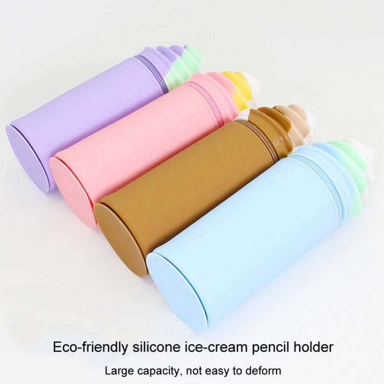 Silicone Pencil Case Pen Container Desk Large Capacity Stationery Case(Purple)