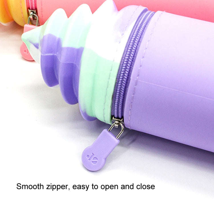Silicone Pencil Case Pen Container Desk Large Capacity Stationery Case(Purple)