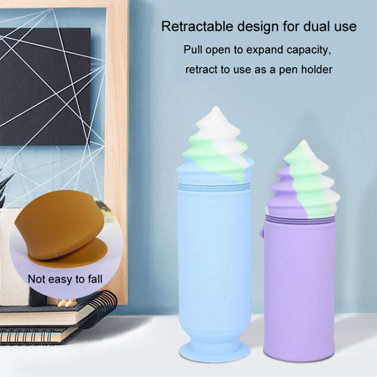 Silicone Pencil Case Pen Container Desk Large Capacity Stationery Case(Purple)