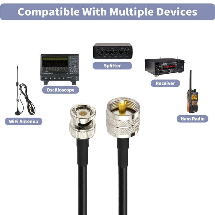 3m BNC Male To UHF Male RG58 Adapter Cable