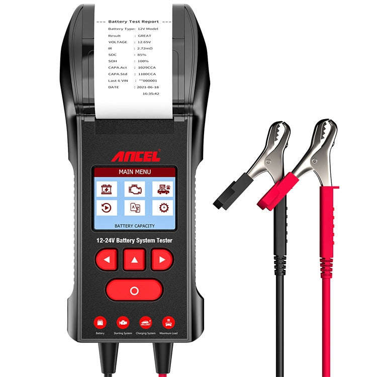 ANCEL 12V/24V Printer-Type Car Battery Tester Battery Power CCA Internal Resistance Life Detector...