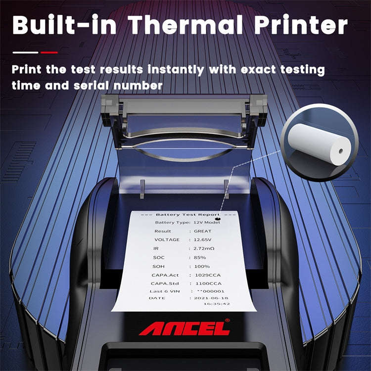 ANCEL 12V/24V Printer-Type Car Battery Tester Battery Power CCA Internal Resistance Life Detector...