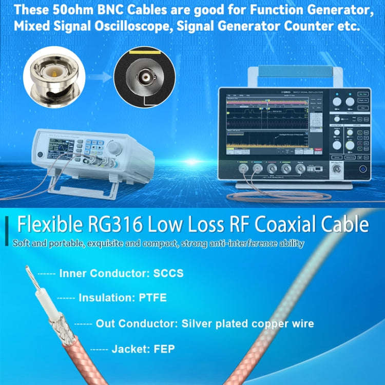 100cm BNC Male to Male RG316 RF Connection Cable BNC Extension Cable