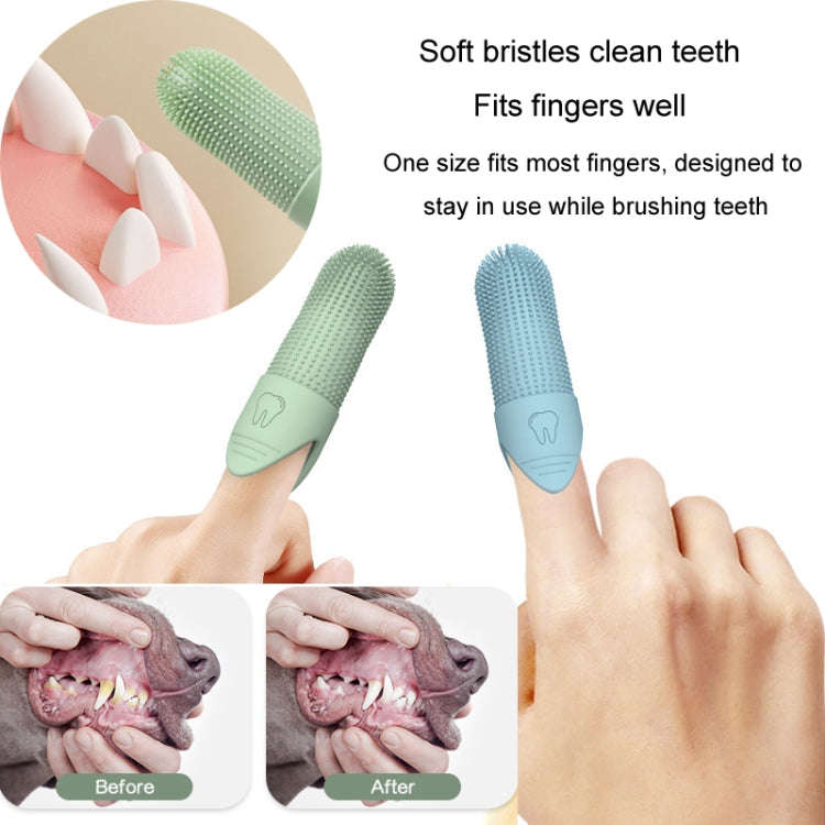 Pet Finger Toothbrush Cats Dogs Silicone Toothbrush Pet Oral Cleaning Care Tool(Blue)