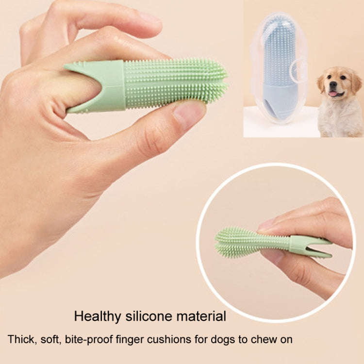 Pet Finger Toothbrush Cats Dogs Silicone Toothbrush Pet Oral Cleaning Care Tool(Blue)