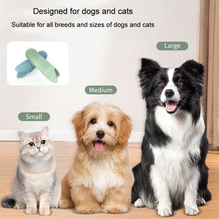 Pet Finger Toothbrush Cats Dogs Silicone Toothbrush Pet Oral Cleaning Care Tool(Blue)
