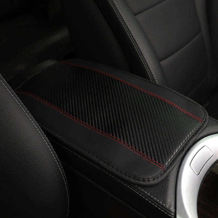 32x19cm PU Carbon Fiber Leather Central Armrest Box Cover Anti-slip Pad(Black)