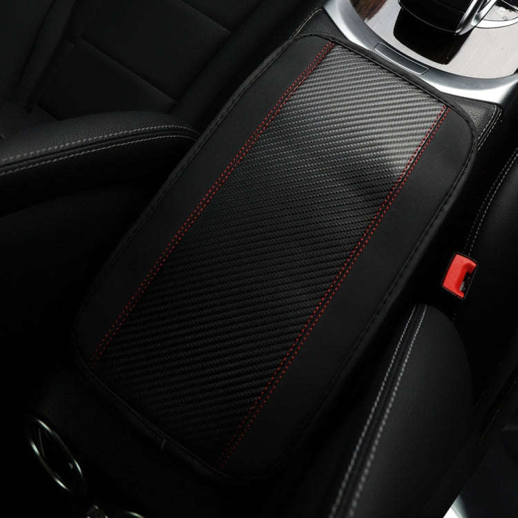32x19cm PU Carbon Fiber Leather Central Armrest Box Cover Anti-slip Pad(Black)