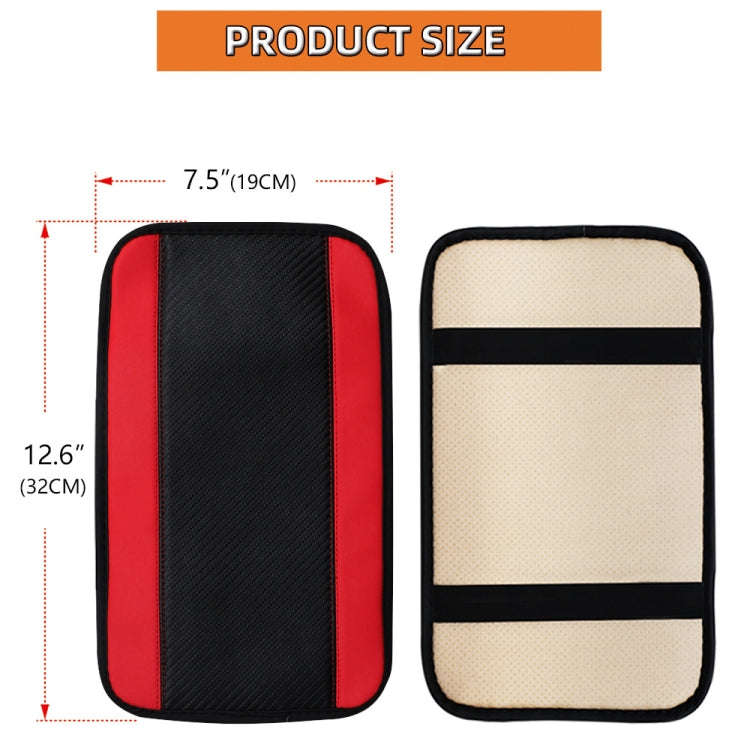 32x19cm PU Carbon Fiber Leather Central Armrest Box Cover Anti-slip Pad(Red)