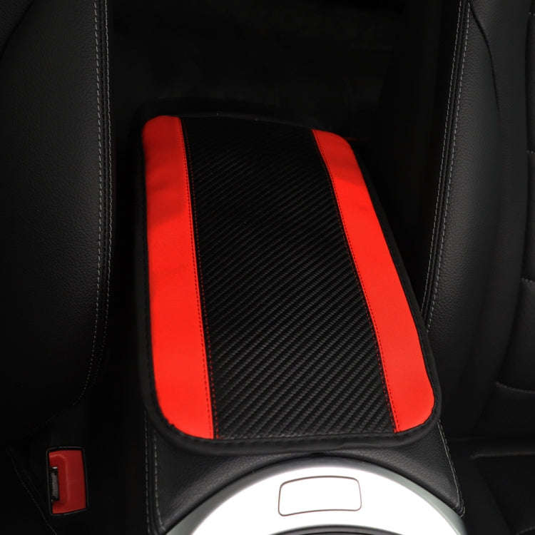 32x19cm PU Carbon Fiber Leather Central Armrest Box Cover Anti-slip Pad(Red)