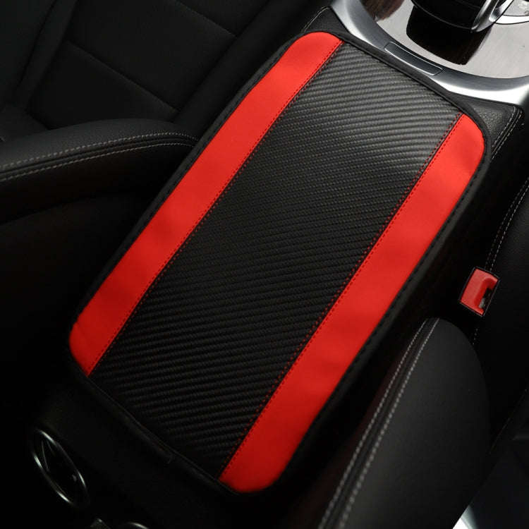 32x19cm PU Carbon Fiber Leather Central Armrest Box Cover Anti-slip Pad(Red)