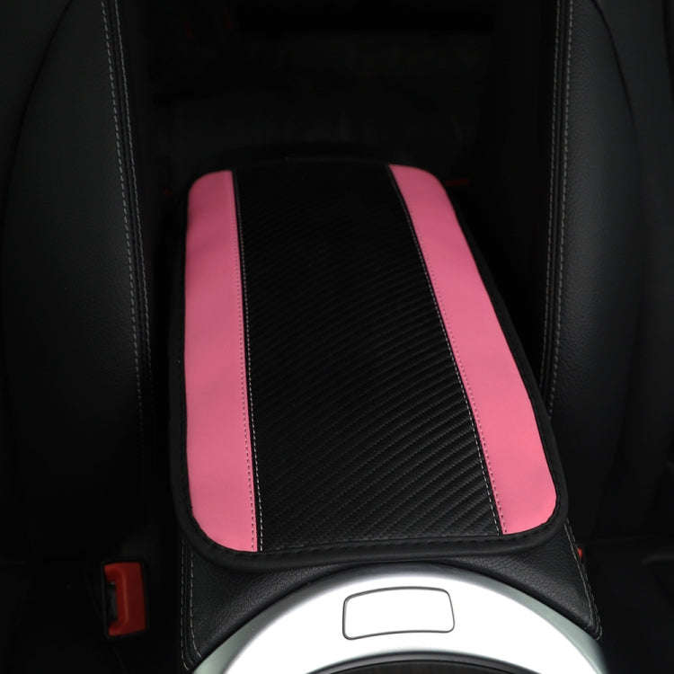 32x19cm PU Carbon Fiber Leather Central Armrest Box Cover Anti-slip Pad(Pink)