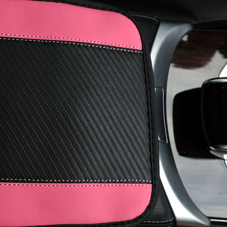 32x19cm PU Carbon Fiber Leather Central Armrest Box Cover Anti-slip Pad(Pink)