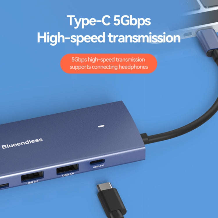 Blueendless 4K60Hz + Gigabit LAN + Data Type-C Docking Station, Spec: 6-in-1 Gray