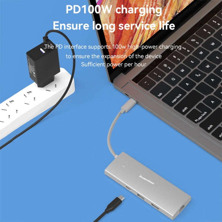 Blueendless 4K60Hz + Gigabit LAN + Data Type-C Docking Station, Spec: 9-in-1 Reading Card Gray