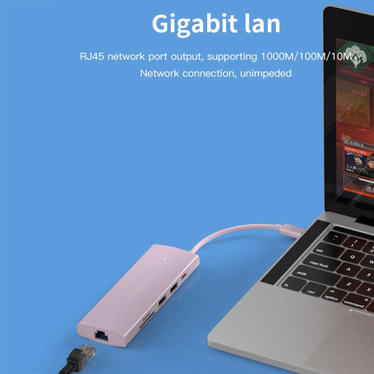 Blueendless 4K60Hz + Gigabit LAN + Data Type-C Docking Station, Spec: 9-in-1 Reading Card Gray