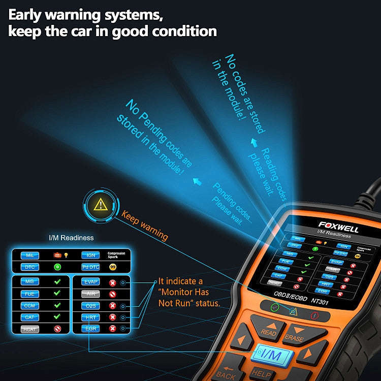 FOXWELL NT301 OBD2 Car Fault Diagnostic Instrument Live Data Code Reader Tool