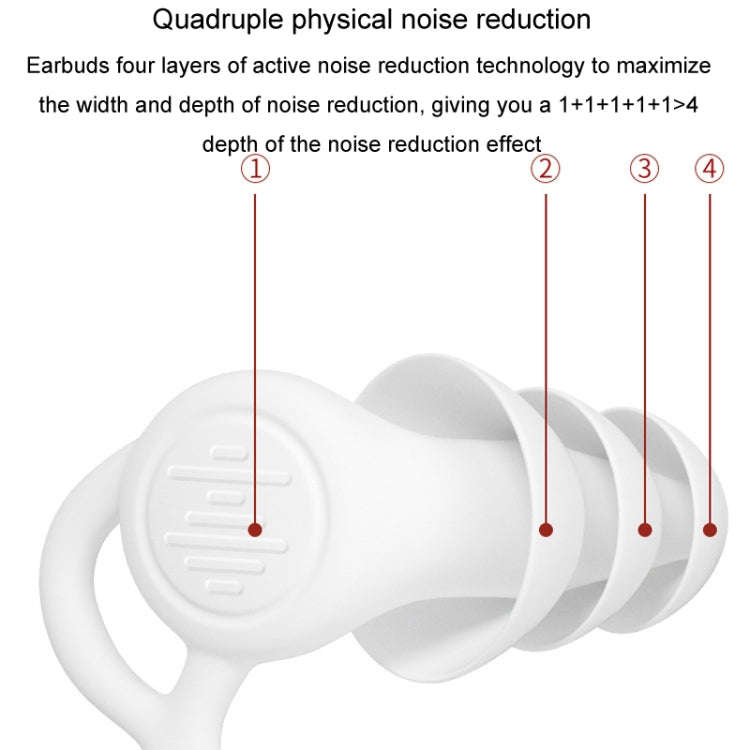 Noise Canceling Sleeping Earplugs Triple Layer Soundproofing Silicone Swimming Earplugs(White)