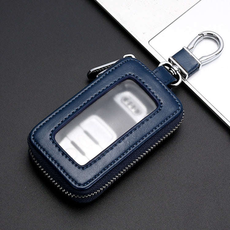 Car Remote Control Universal Visible Zipper Key Case(Royal Blue)