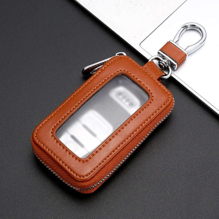 Car Remote Control Universal Visible Zipper Key Case(Yellow)