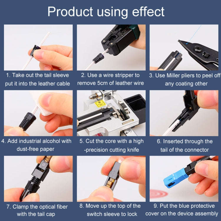 60mm 10pcs SC-UPC Telecom Grade FTTH Connector Pre-Embedded Cold Splice Coupler