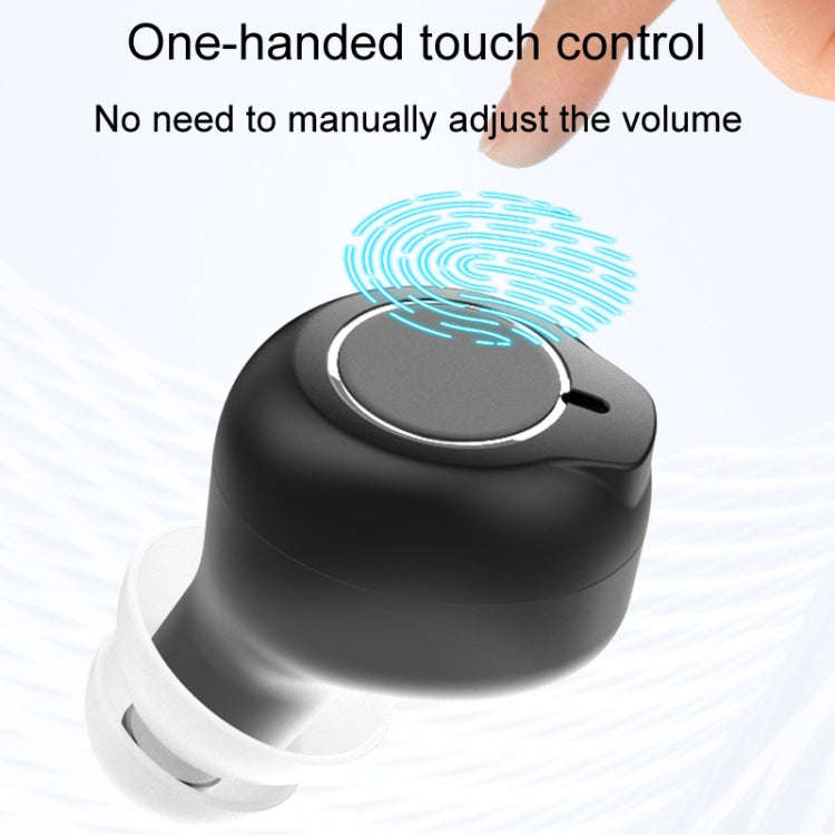 1pair Rechargeable Semi-In-Ear Hearing Aid Elderly Sound Amplifier(Black)