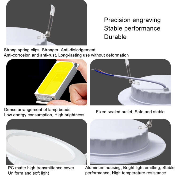 4 inch LED Recessed Indoor Lighting Downlight Round Energy Saving High Brightness Panel Lamp(Warm...
