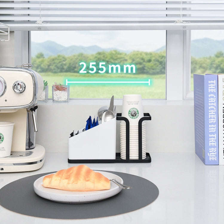 Desktop Disposable Paper Cup Storage Holder Iron Home Coffee Tea Bag Cup Storage Rack(Black)