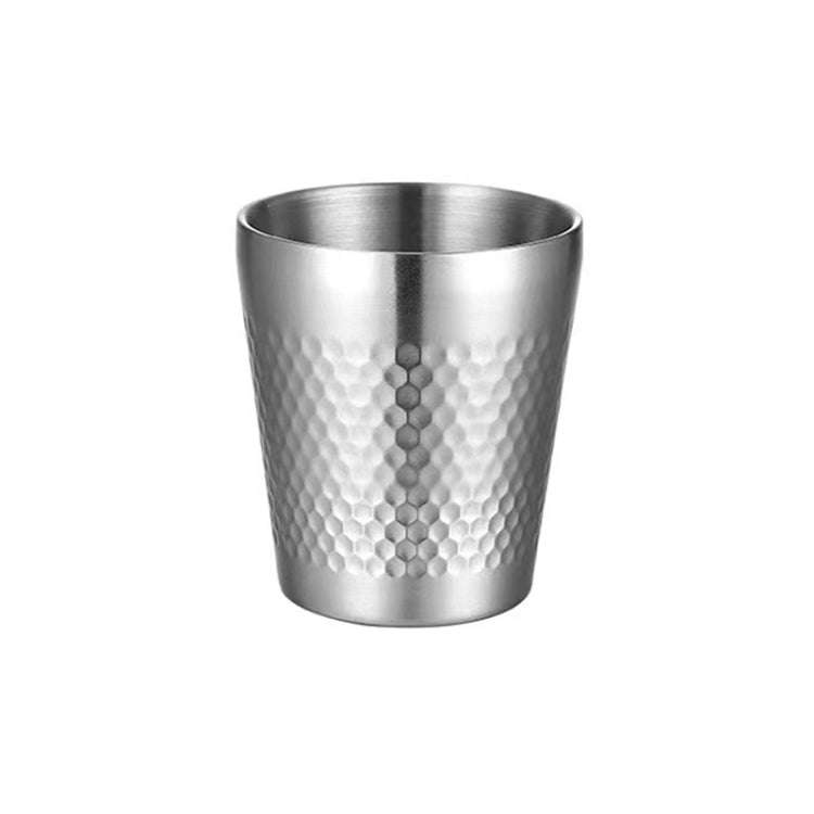 300ml 304 Stainless Steel Hammer Mug Thickened Double-Layer Restaurant Tea Cups(Silver)