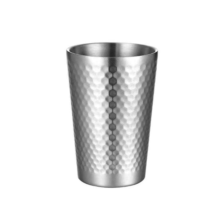 350ml 304 Stainless Steel Hammer Mug Thickened Double-Layer Restaurant Tea Cups(Silver)