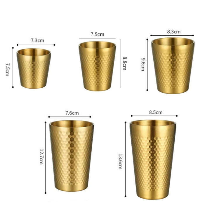 175ml 304 Stainless Steel Hammer Mug Thickened Double-Layer Restaurant Tea Cups(Gold)