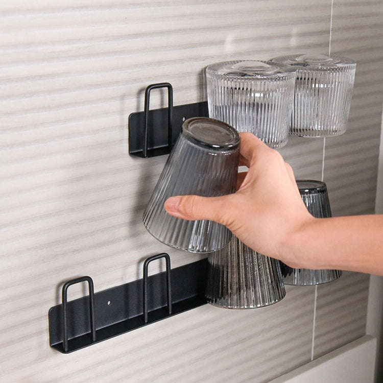 Household Glass Cup Holder Inverted Cup Hanger Bar Free Hole Wall Mounted Drainage Mug Shelf, Col...