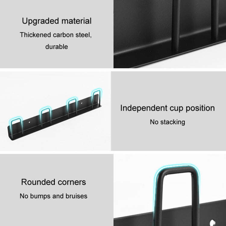 Household Glass Cup Holder Inverted Cup Hanger Bar Free Hole Wall Mounted Drainage Mug Shelf, Col...