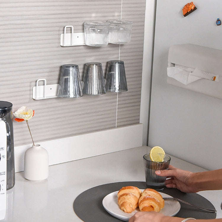 Household Glass Cup Holder Inverted Cup Hanger Bar Free Hole Wall Mounted Drainage Mug Shelf, Col...