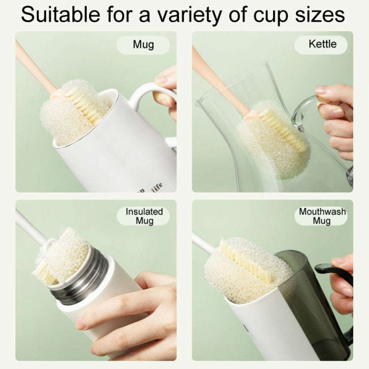Long Handle Removable Sponge Mug Brush Household Cup Cleaning Brush(Orange)