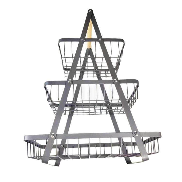 3-Layer Handheld Fruit Basket Removable Living Room Kitchen Bread Snacks Storage Basket, Color: Gray