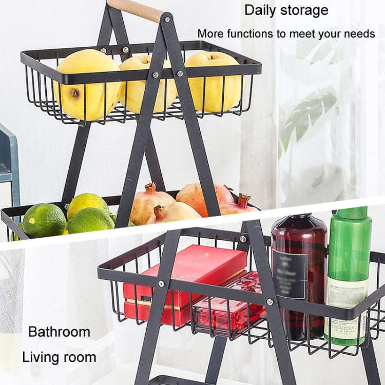 3-Layer Handheld Fruit Basket Removable Living Room Kitchen Bread Snacks Storage Basket, Color: W...