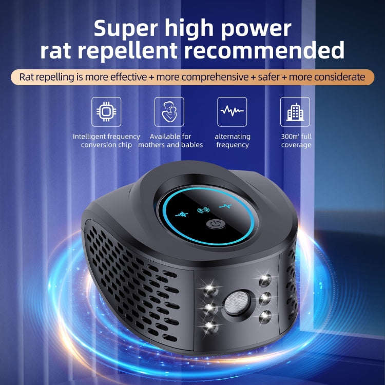 QSQ218 Multifunctional LED Household Indoor High-power Ultrasonic Mouse Repellent EU Plug(White)